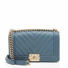 Chanel Chevron Caviar Leather Old Medium Boy Bag