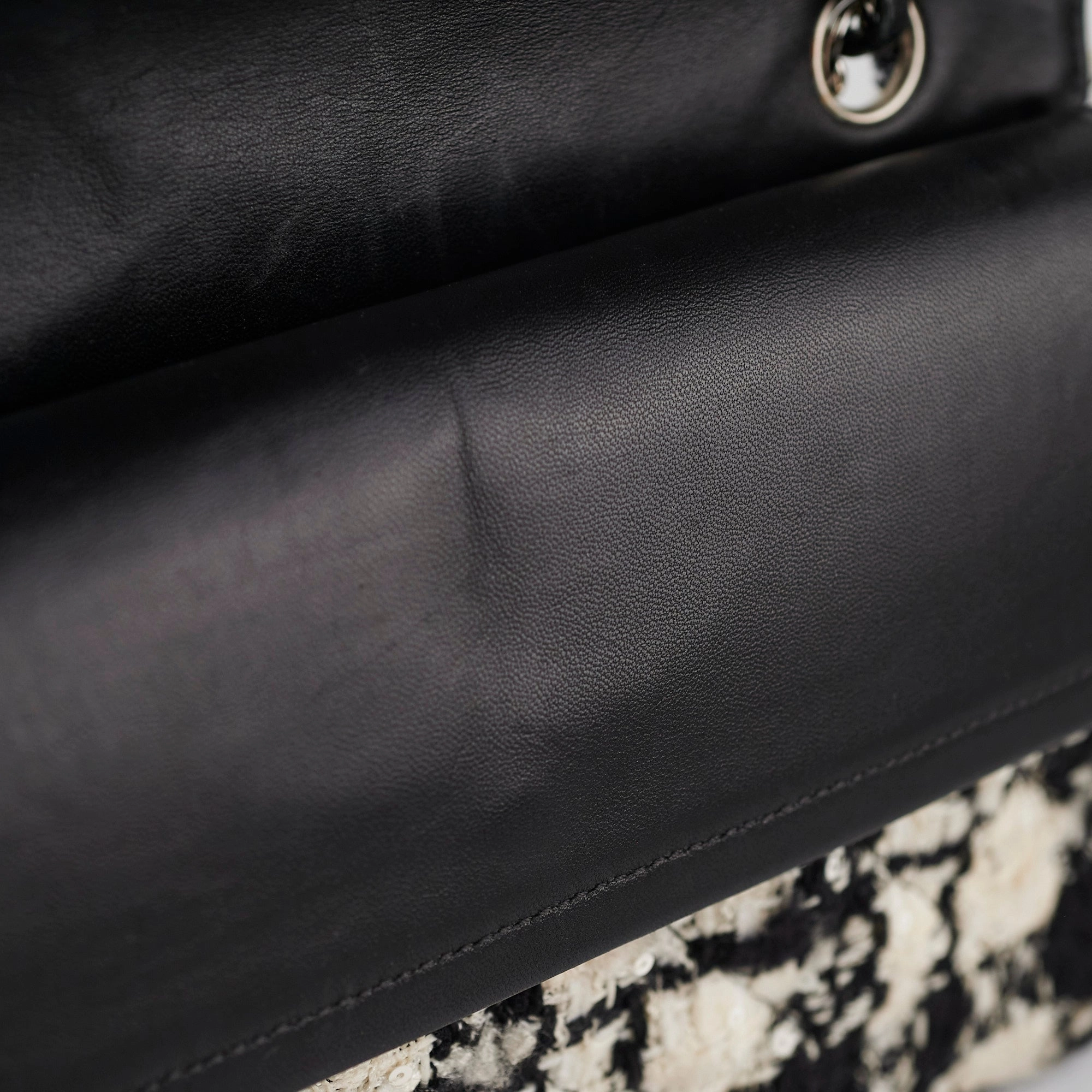 Chanel Classic Flap M/L Tweed Sequin Black