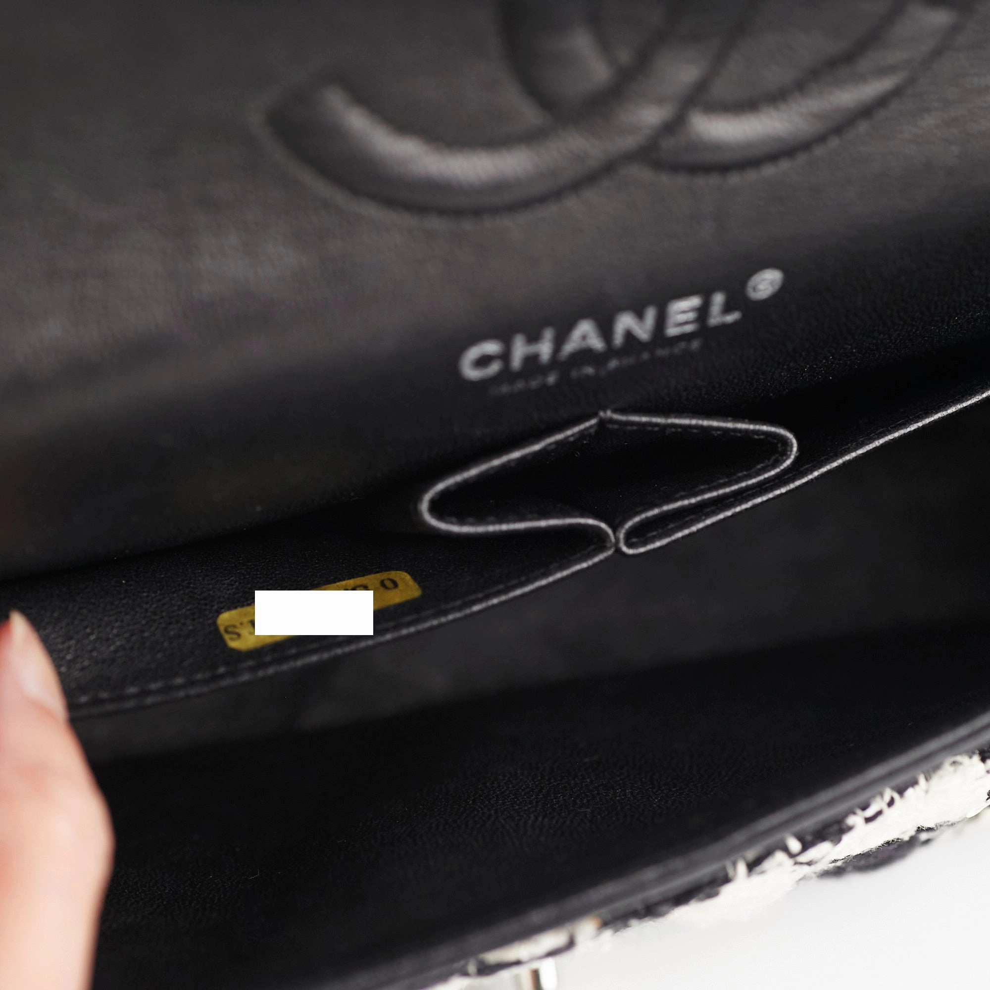 Chanel Classic Flap M/L Tweed Sequin Black
