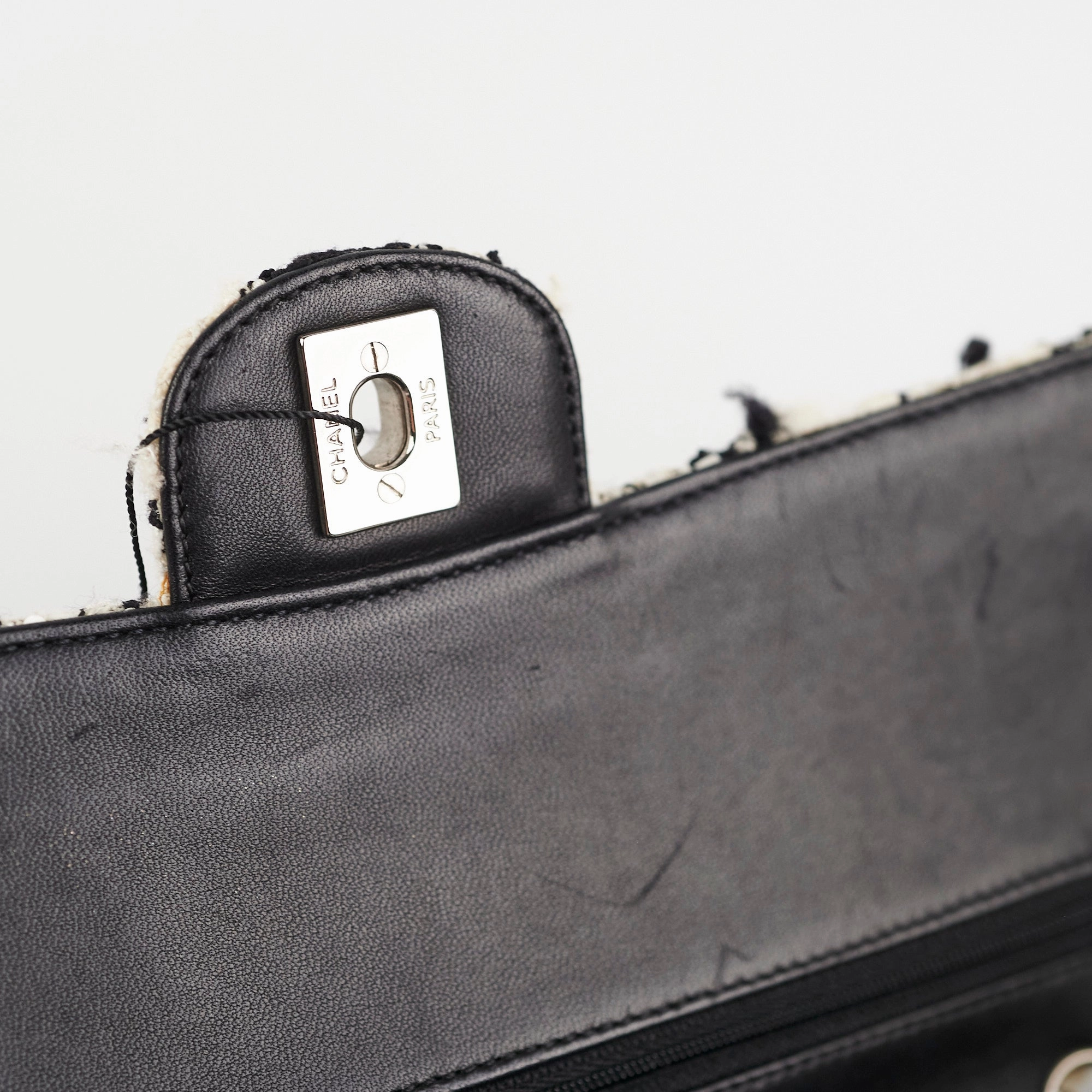 Chanel Classic Flap M/L Tweed Sequin Black