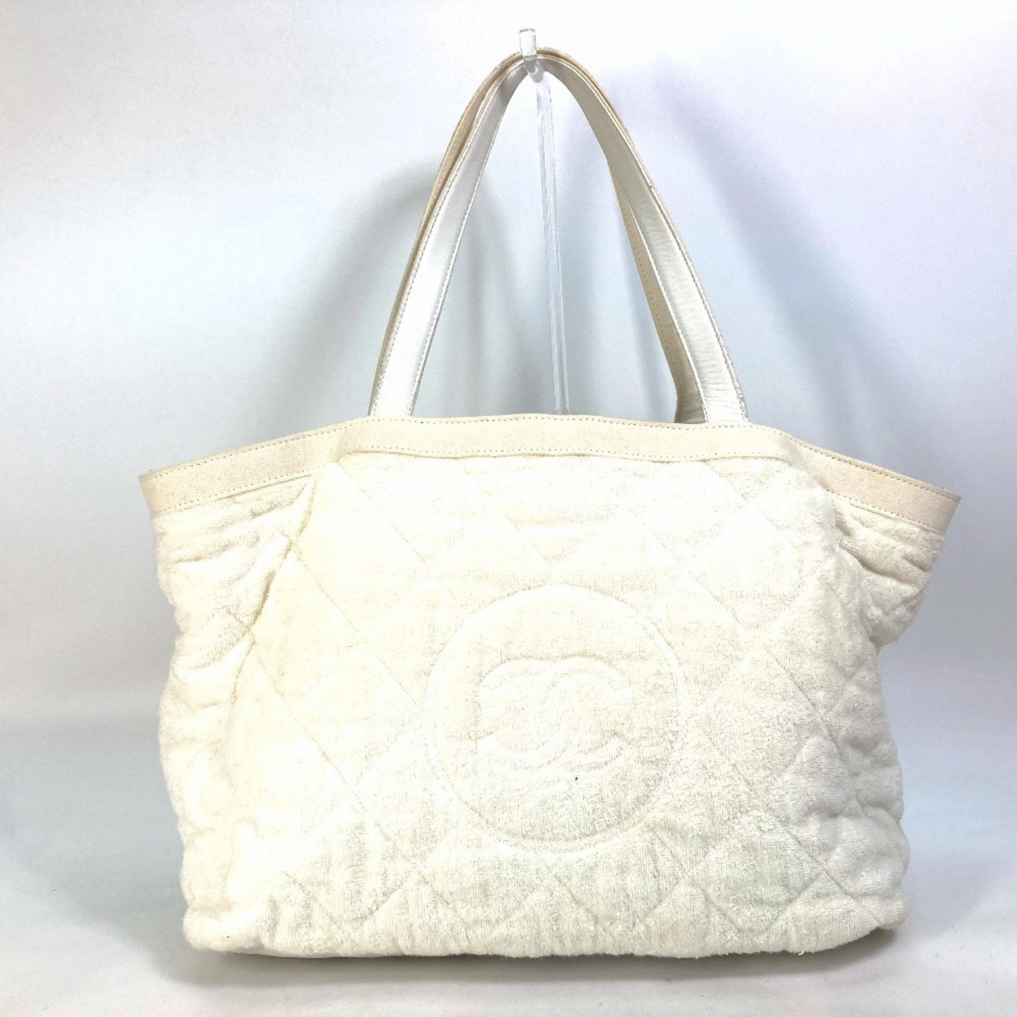 Chanel Cotton Leather Beach Bag Shoulder Bag Tote Bag (Pre-Owned)