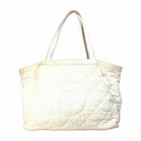 Chanel Cotton Leather Beach Bag Shoulder Bag Tote Bag (Pre-Owned)