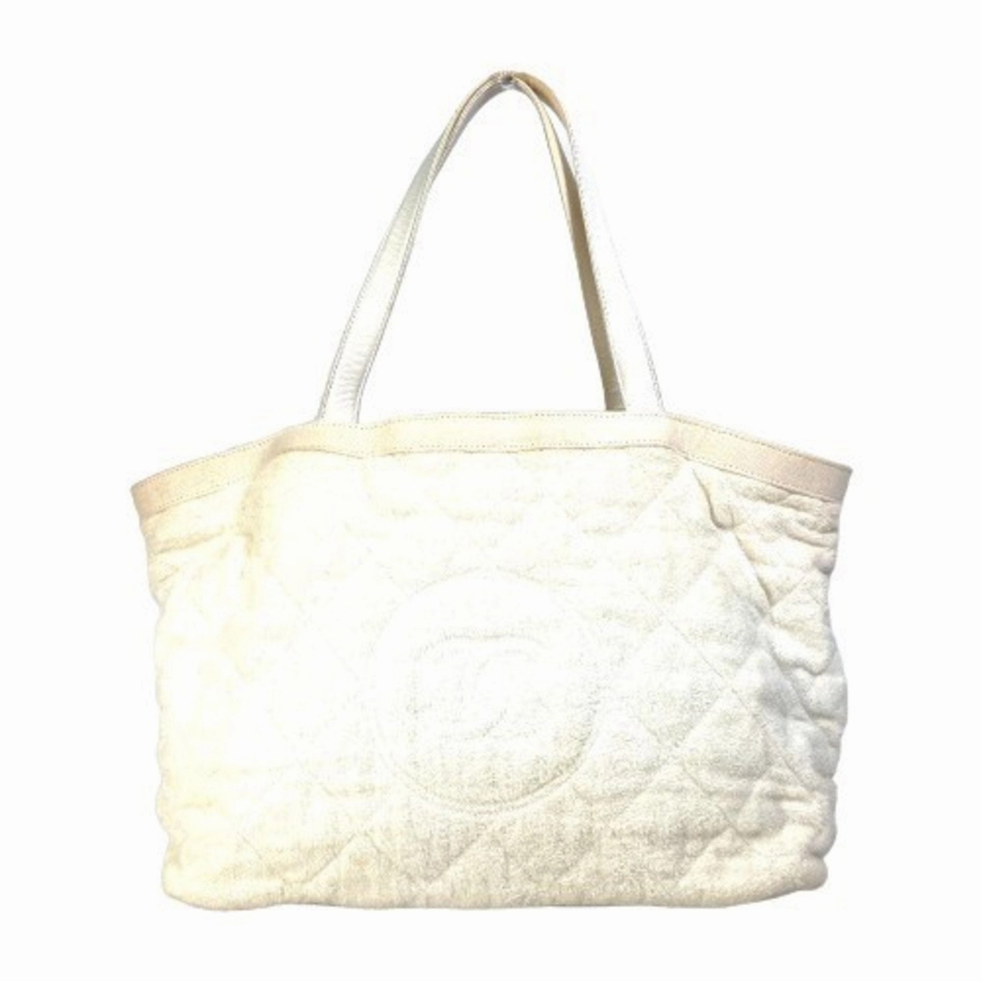 Chanel Cotton Leather Beach Bag Shoulder Bag Tote Bag (Pre-Owned)