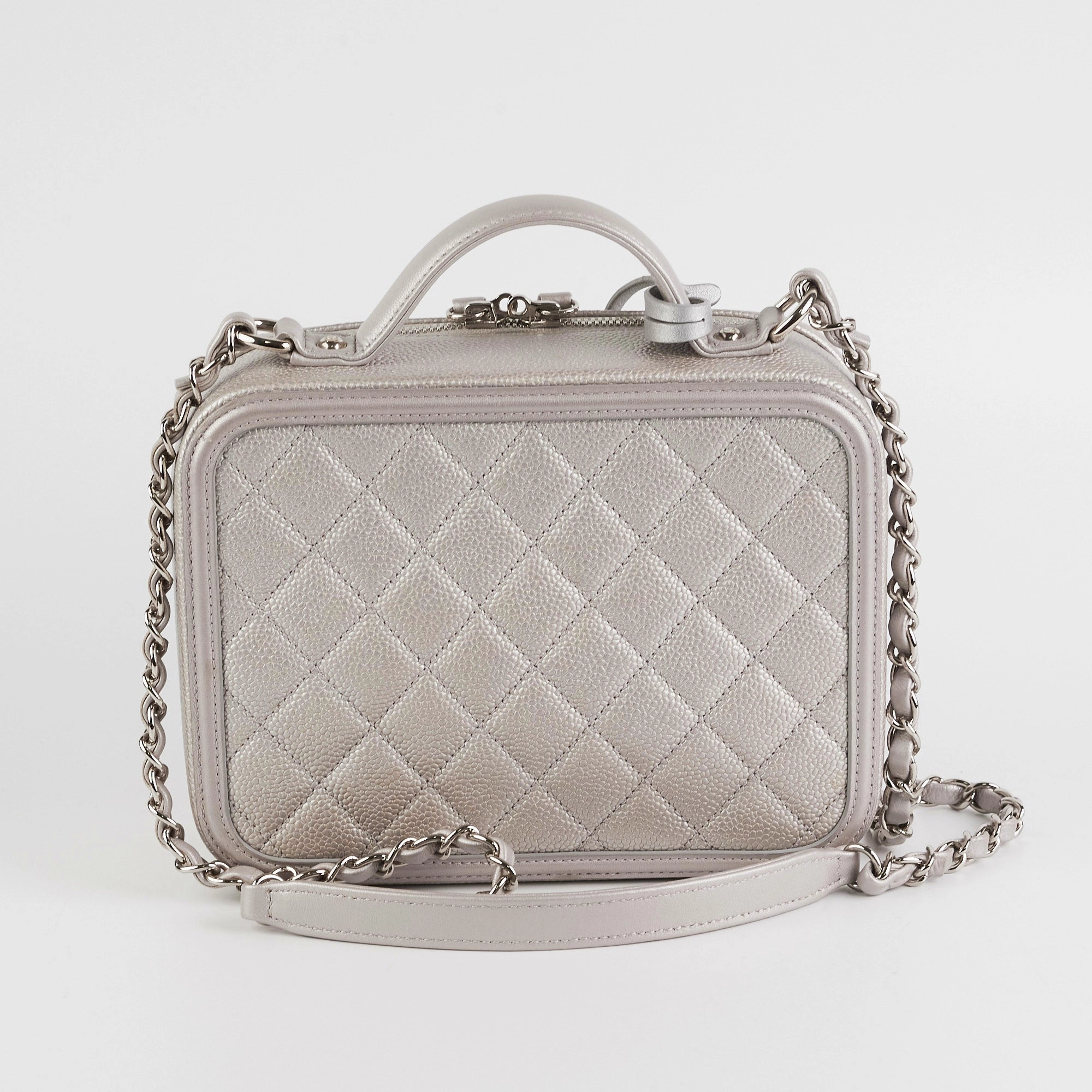 Chanel Filigree Silver Caviar Medium Vanity