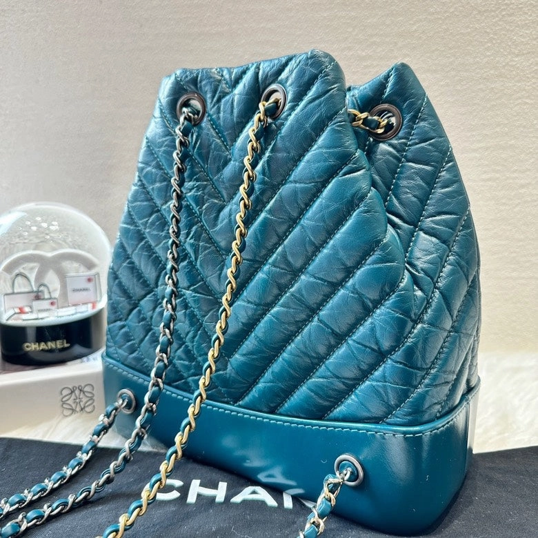 Chanel Gabrielle Medium Backpack Blue Leather Bag