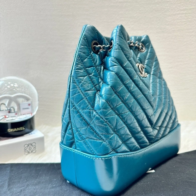 Chanel Gabrielle Medium Backpack Blue Leather Bag