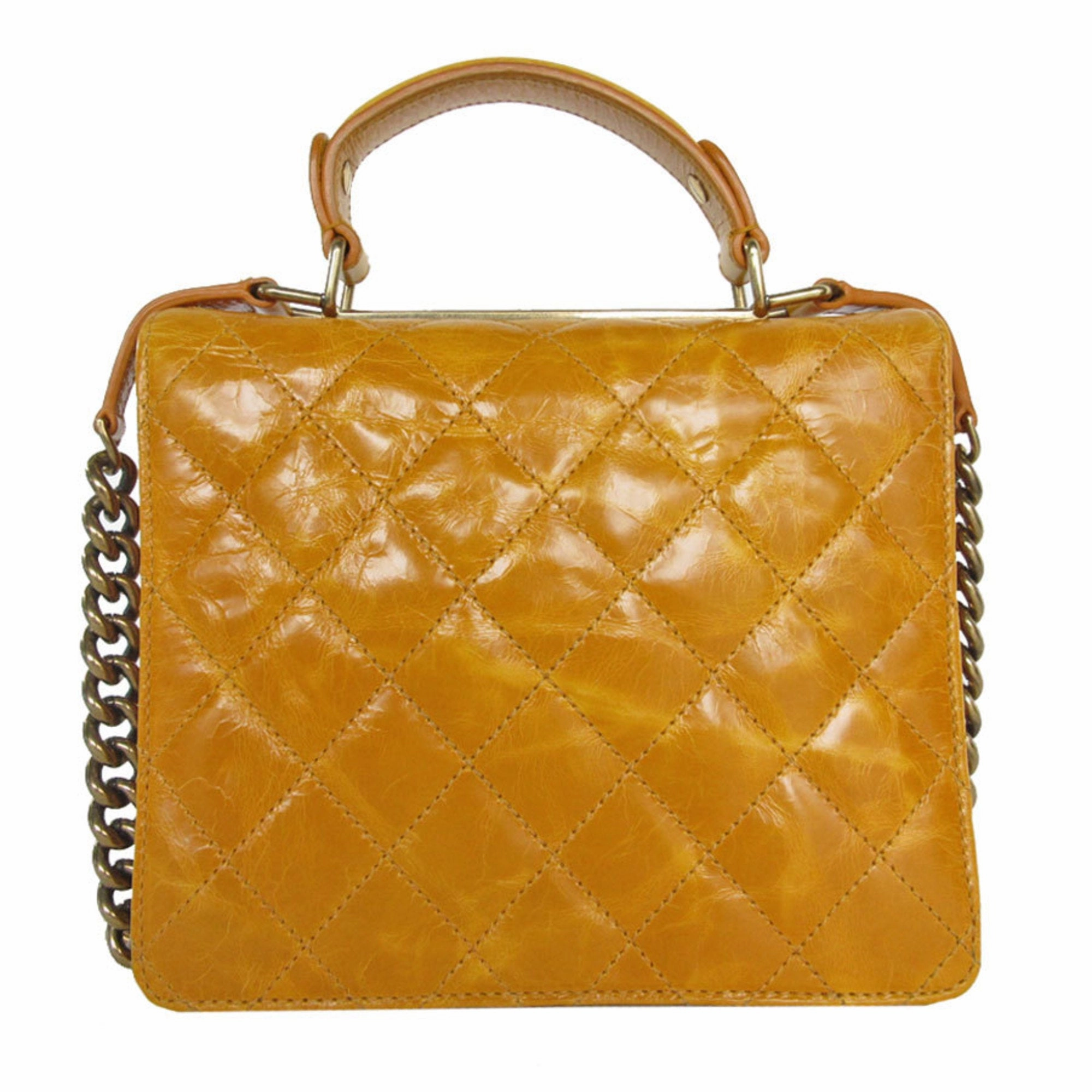 Chanel gold yellow Leather Metal Handbag Shoulder Bag (Pre-Owned)