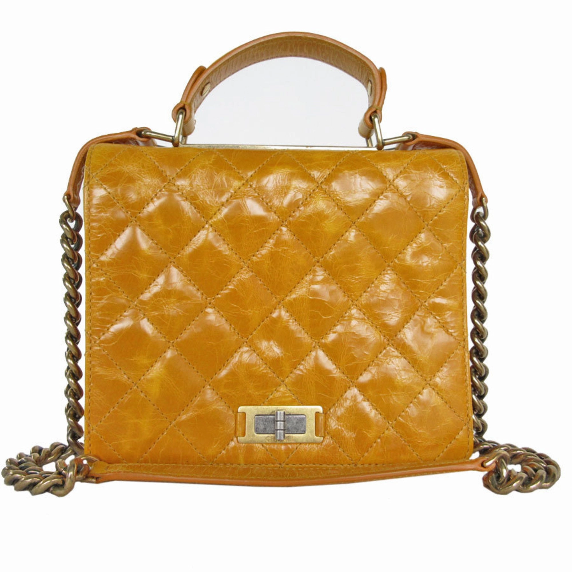 Chanel gold yellow Leather Metal Handbag Shoulder Bag (Pre-Owned)