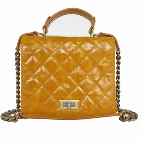Chanel gold yellow Leather Metal Handbag Shoulder Bag (Pre-Owned)