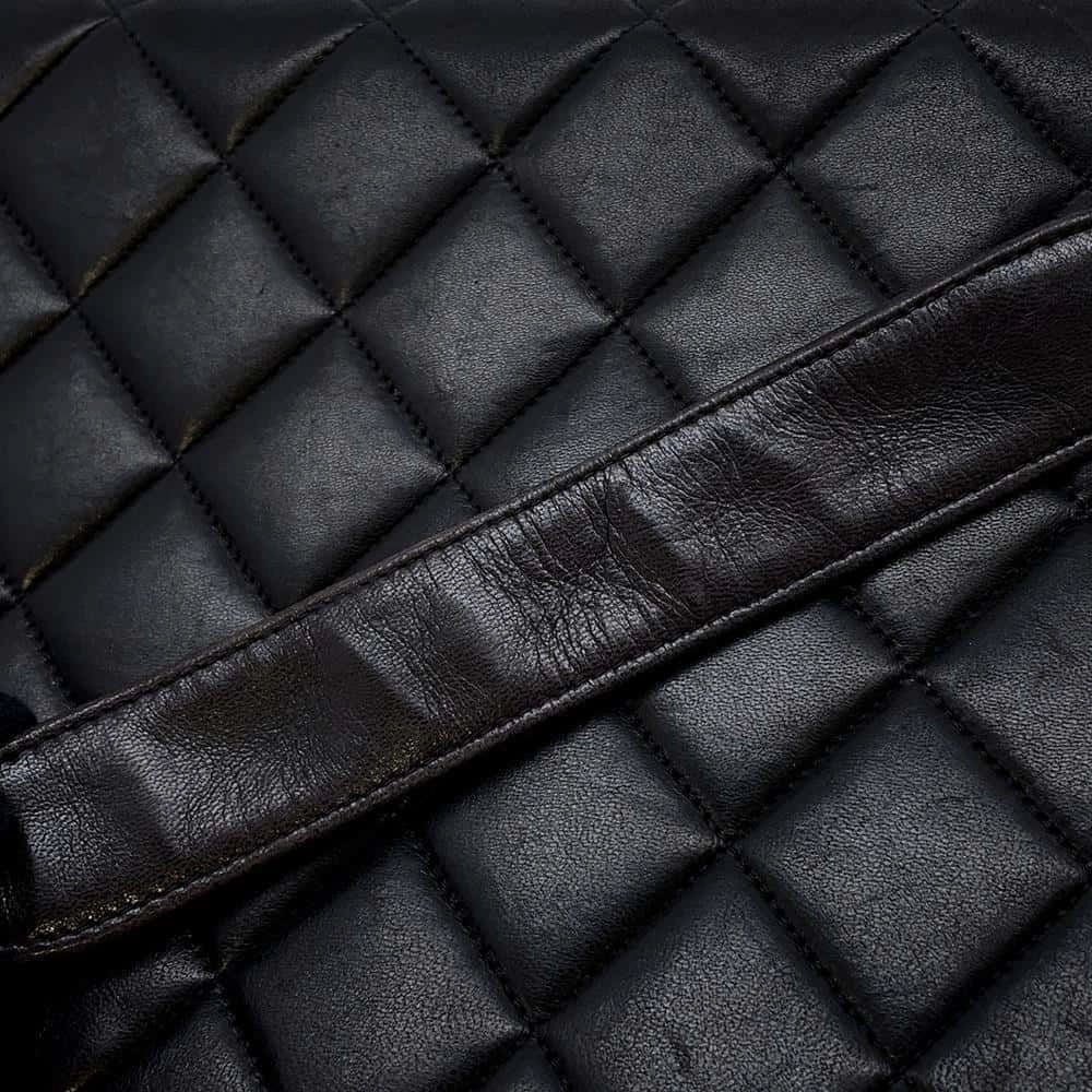 CHANEL Jumbo Matelasse Shoulder Bag Black Lambskin