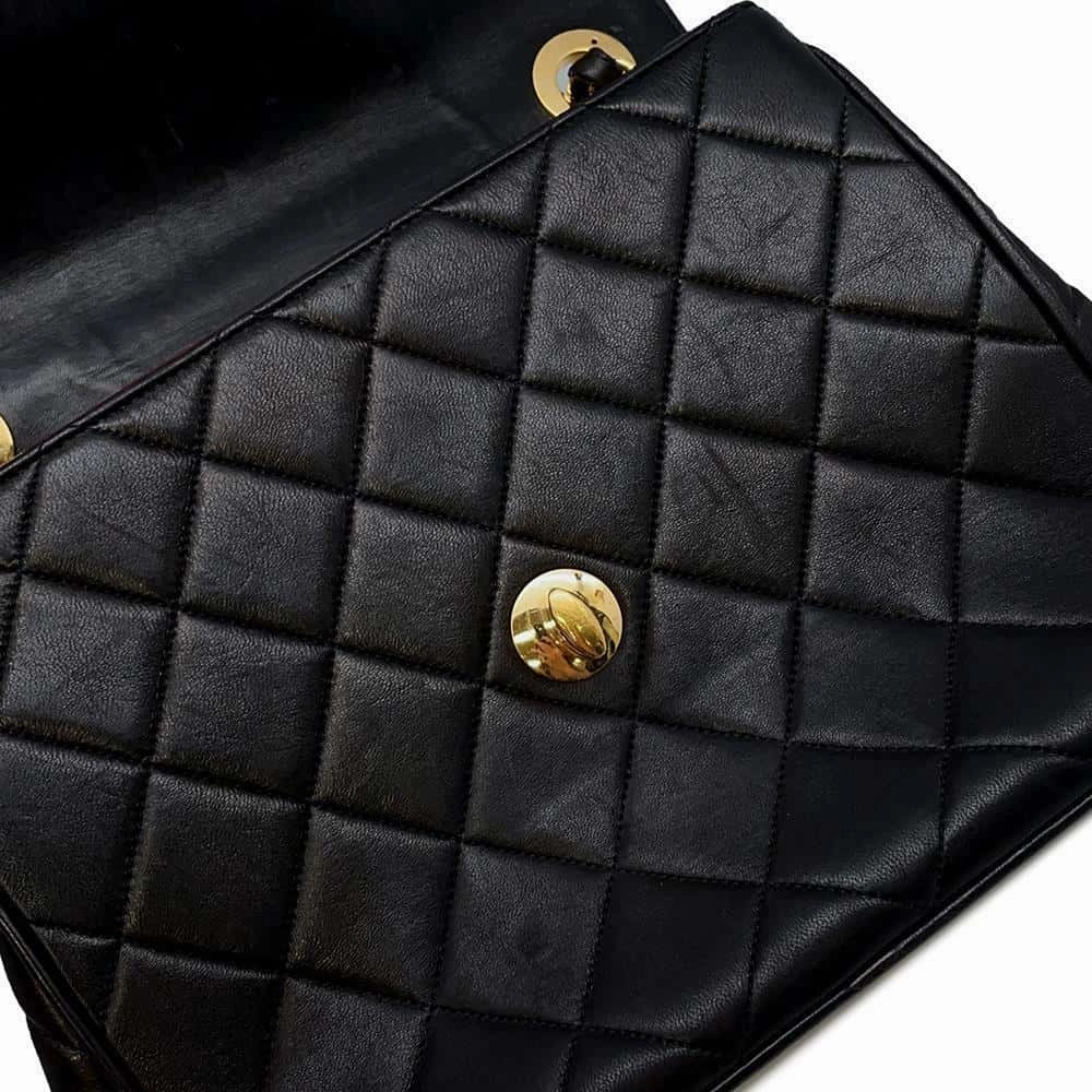 CHANEL Jumbo Matelasse Shoulder Bag Black Lambskin