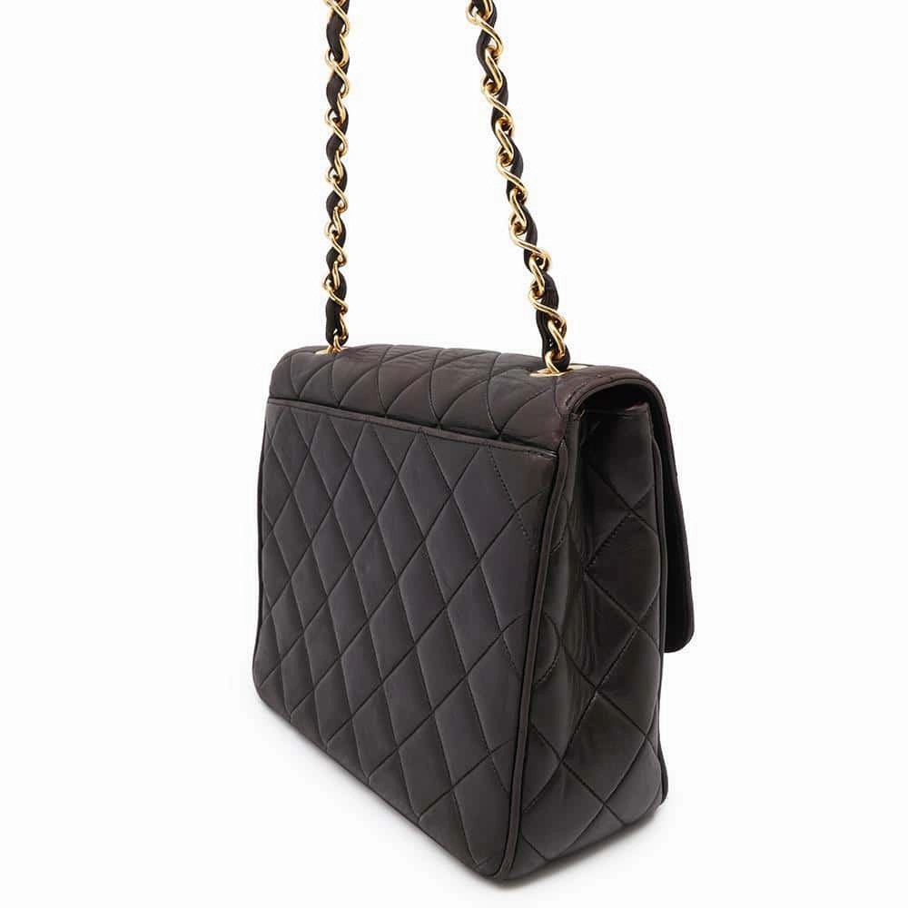 CHANEL Jumbo Matelasse Shoulder Bag Black Lambskin