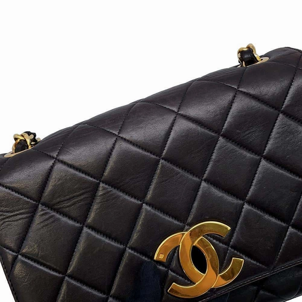 CHANEL Jumbo Matelasse Shoulder Bag Black Lambskin