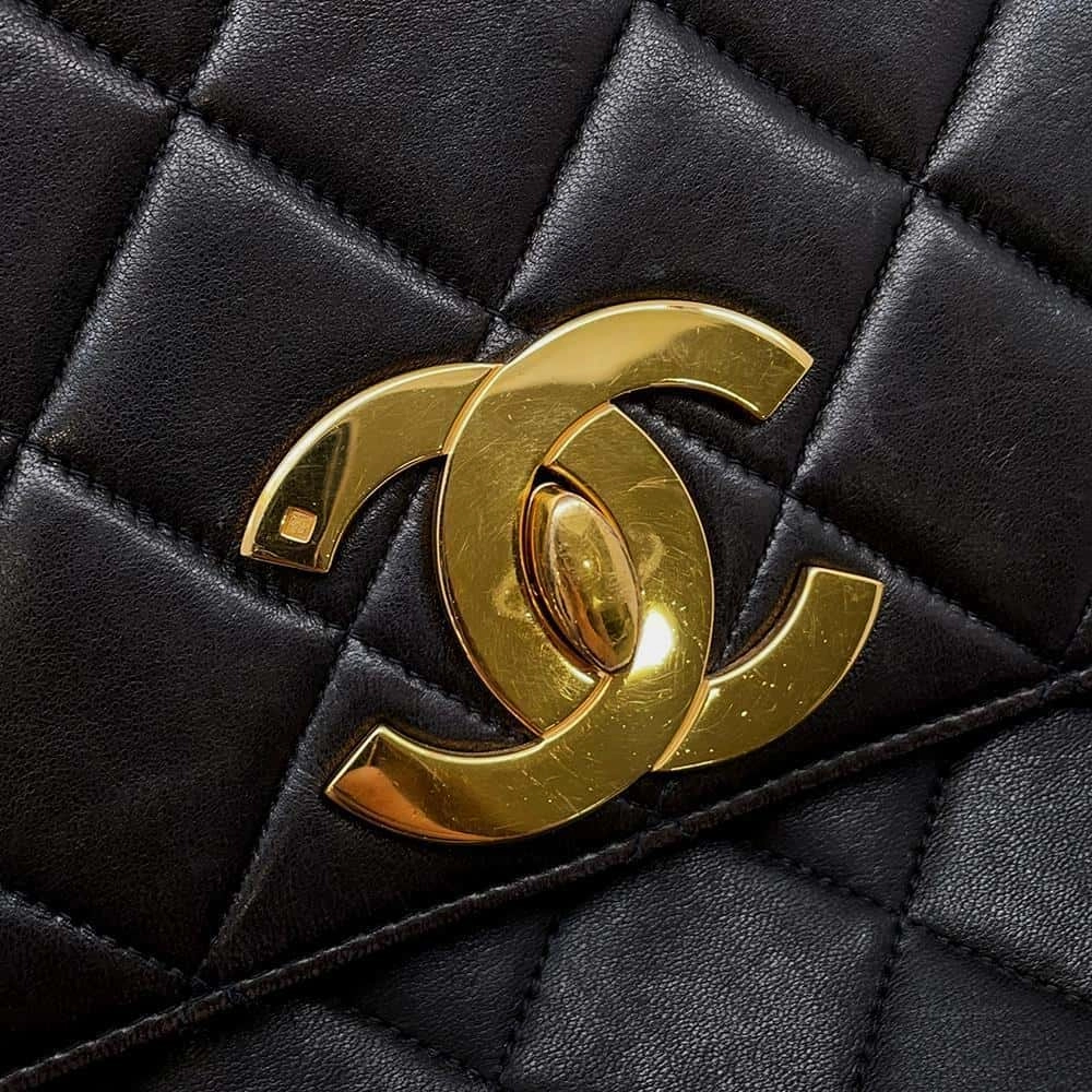 CHANEL Jumbo Matelasse Shoulder Bag Black Lambskin
