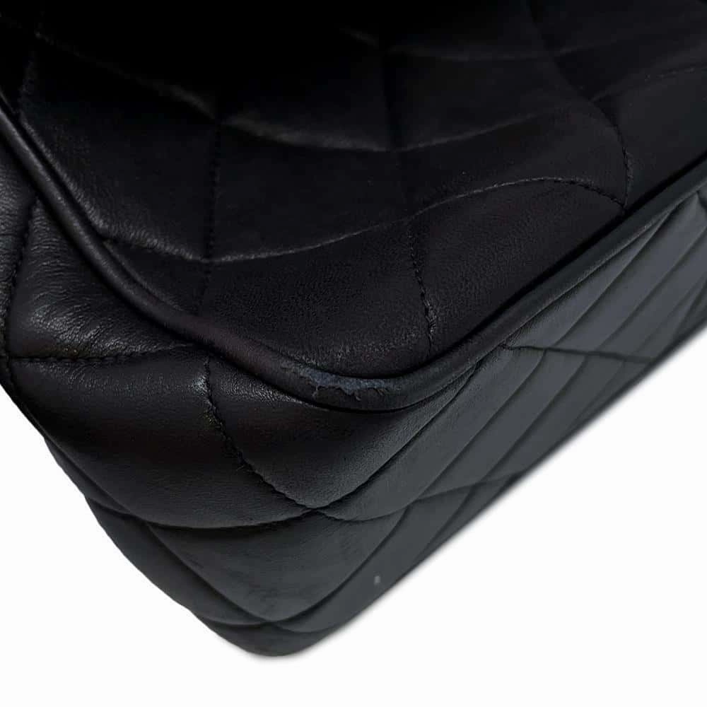 CHANEL Jumbo Matelasse Shoulder Bag Black Lambskin
