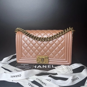 Chanel LeBoy Medium Pink Quilted Leather Chain Shoulder Bag