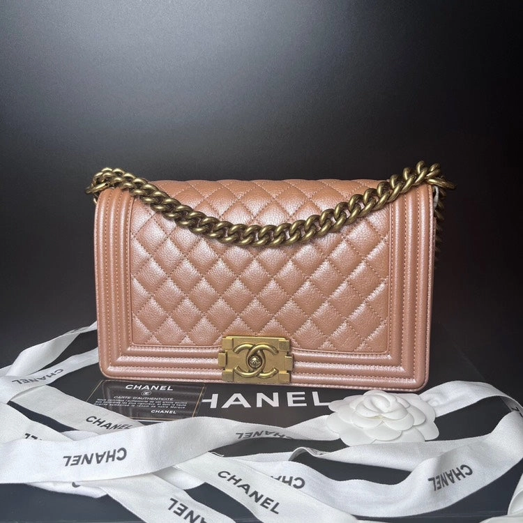 Chanel LeBoy Medium Pink Quilted Leather Chain Shoulder Bag
