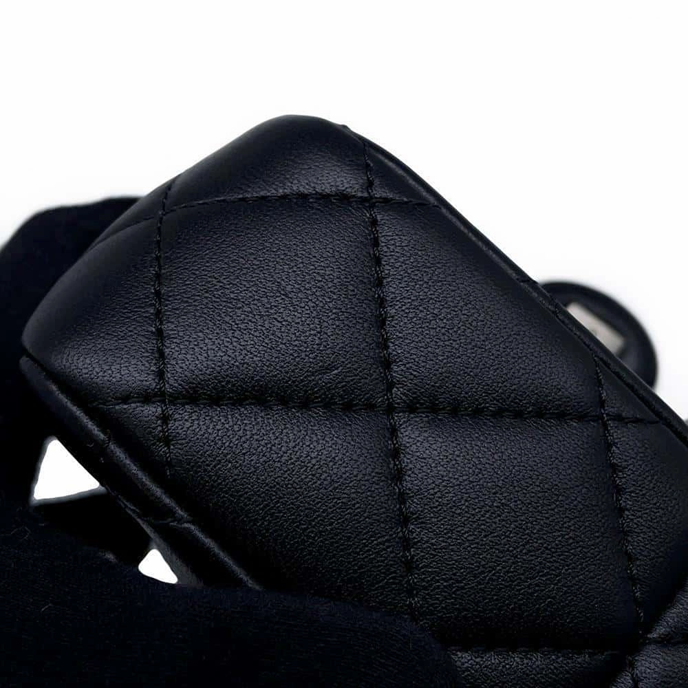 CHANEL Matelasse Bag Charm Single Flap Chain Shoulder BlackAS2978 Lambskin Size Mini