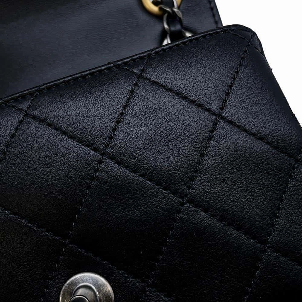 CHANEL Matelasse Bag Charm Single Flap Chain Shoulder BlackAS2978 Lambskin Size Mini