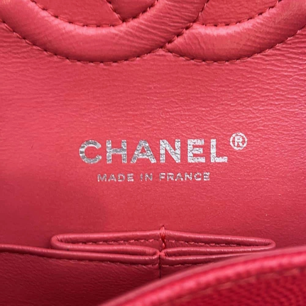 CHANEL Matelasse Double Flap ChainShoulder Bag RedA01112 Caviar Leather Size 25