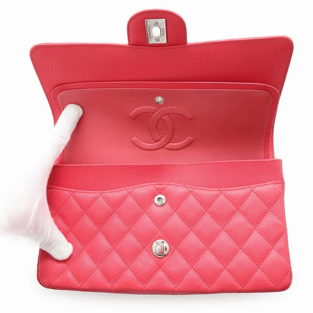 CHANEL Matelasse Double Flap ChainShoulder Bag RedA01112 Caviar Leather Size 25