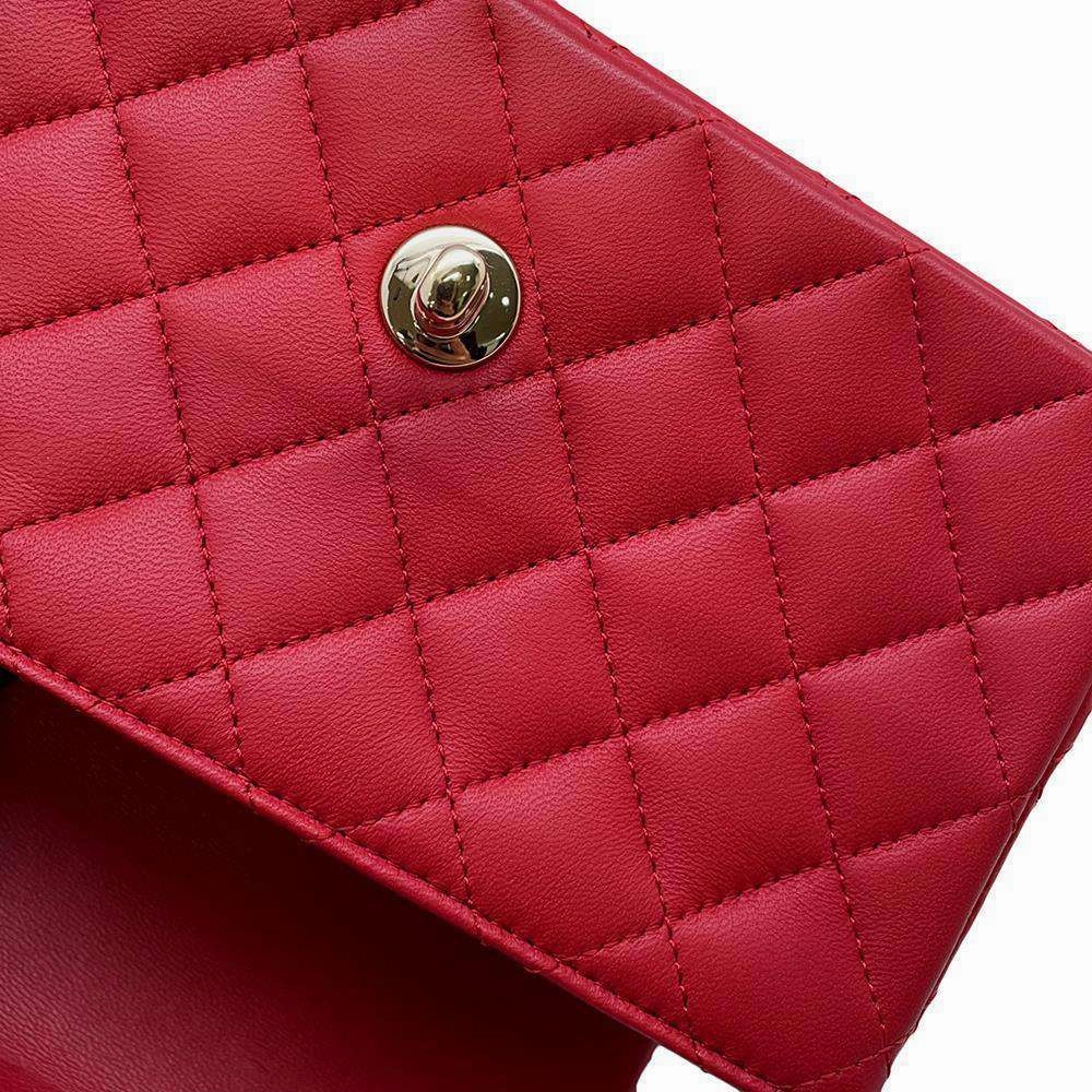 CHANEL Matelasse Top Handle ChainShoulder Bag RedAS2431 Lambskin