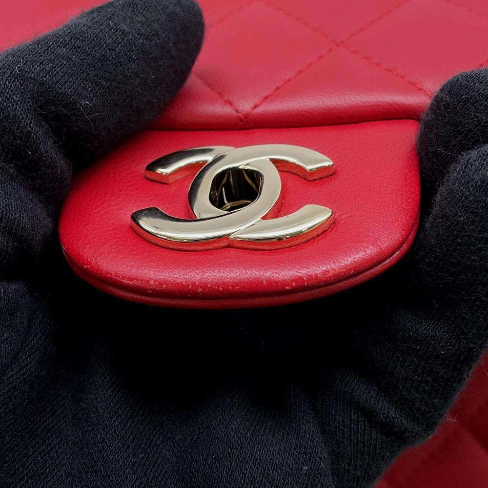 CHANEL Matelasse Top Handle ChainShoulder Bag RedAS2431 Lambskin
