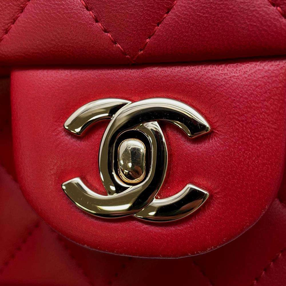 CHANEL Matelasse Top Handle ChainShoulder Bag RedAS2431 Lambskin