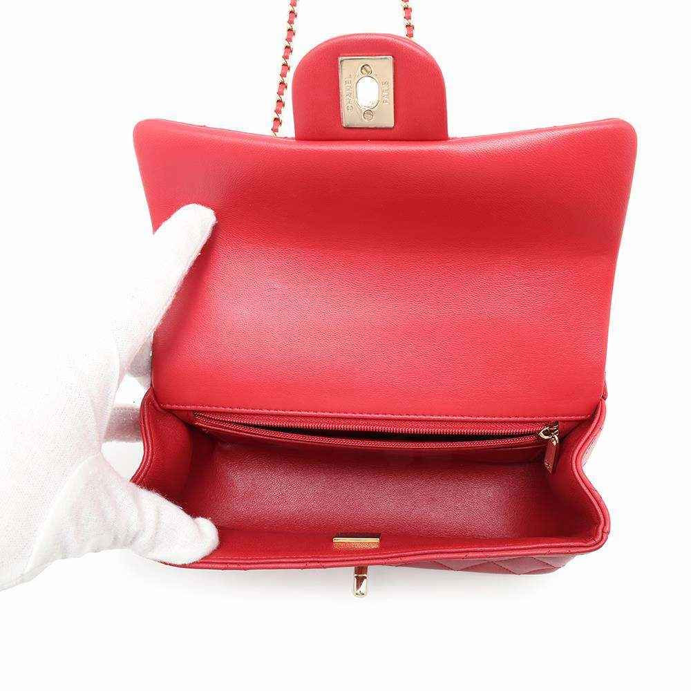 CHANEL Matelasse Top Handle ChainShoulder Bag RedAS2431 Lambskin