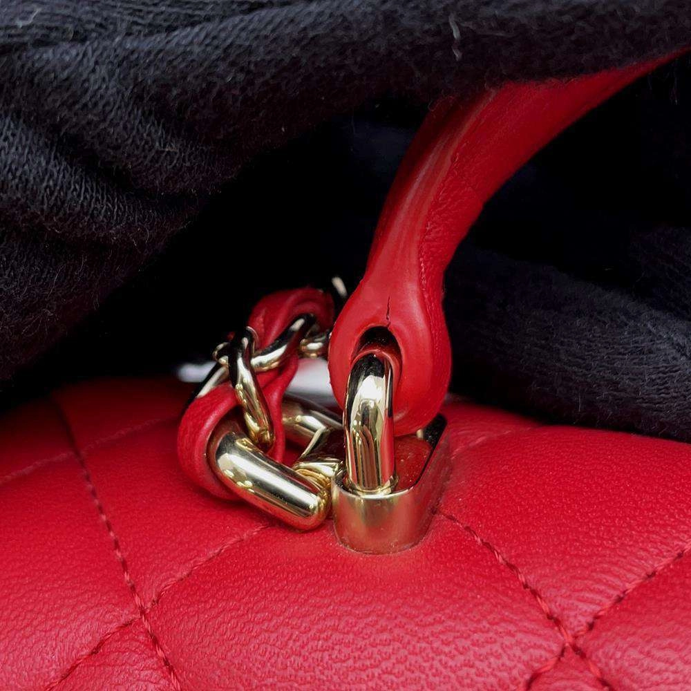 CHANEL Matelasse Top Handle ChainShoulder Bag RedAS2431 Lambskin