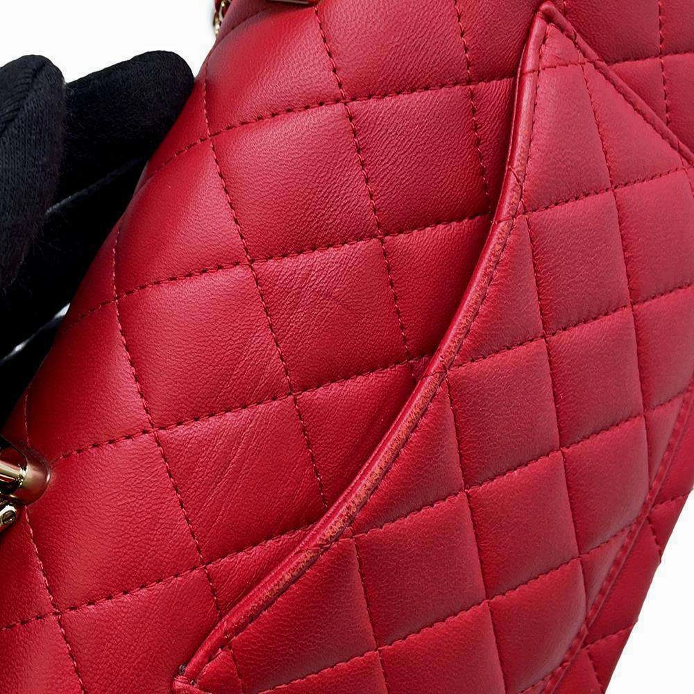 CHANEL Matelasse Top Handle ChainShoulder Bag RedAS2431 Lambskin