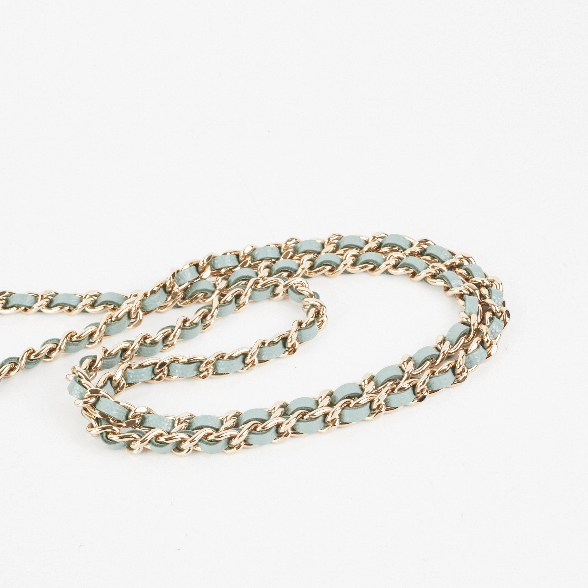 Chanel Micro Bag With Chain Greyish Green LGHW  Caviar