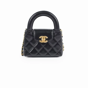 Chanel Micro Kelly Shopper Bag Black Microchipped