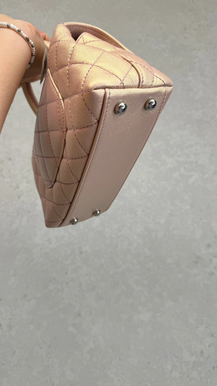 Chanel Mini Flap Bag in Metallic Pink Leather - Shoulder Bag