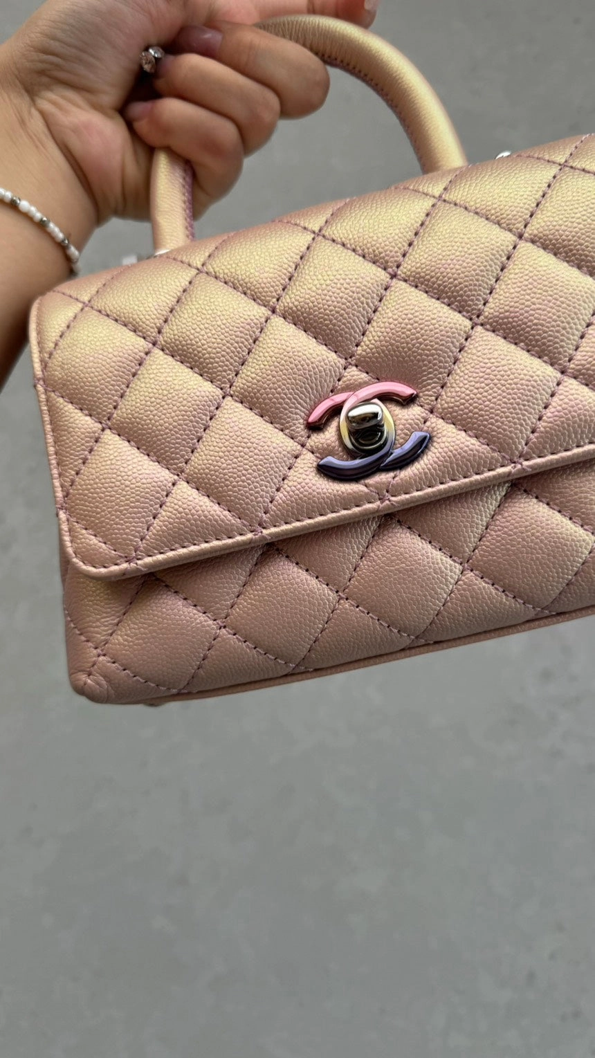 Chanel Mini Flap Bag in Metallic Pink Leather - Shoulder Bag