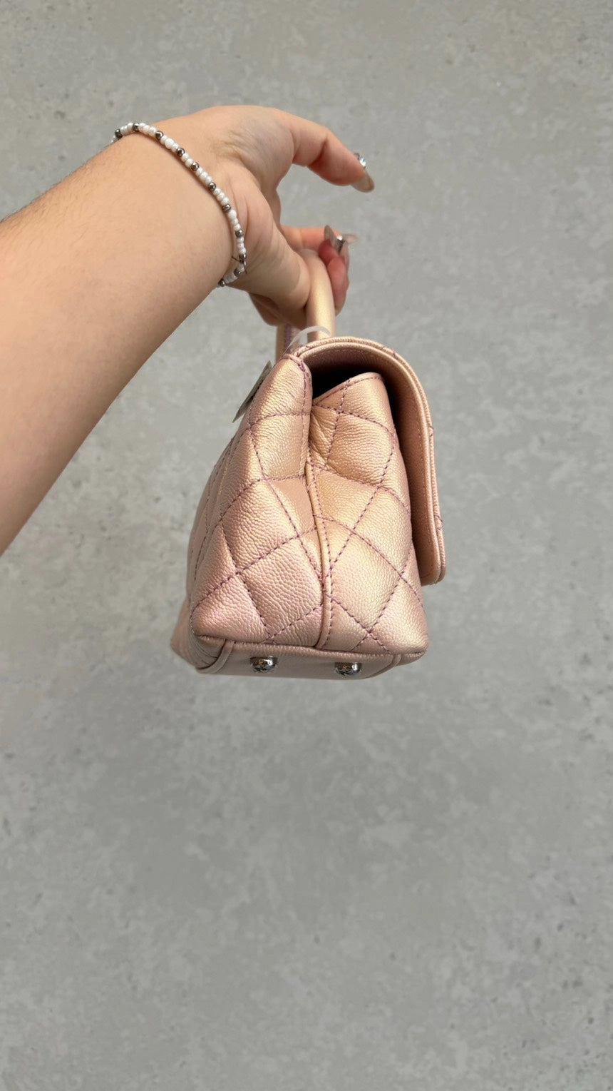 Chanel Mini Flap Bag in Metallic Pink Leather - Shoulder Bag