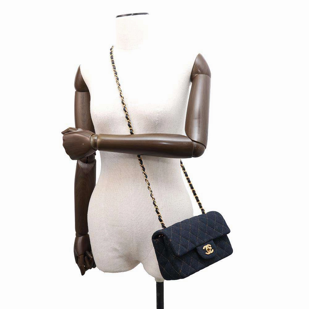 CHANEL Mini Matelasse ChainShoulder Bag BlueA69900 Denim Size 20