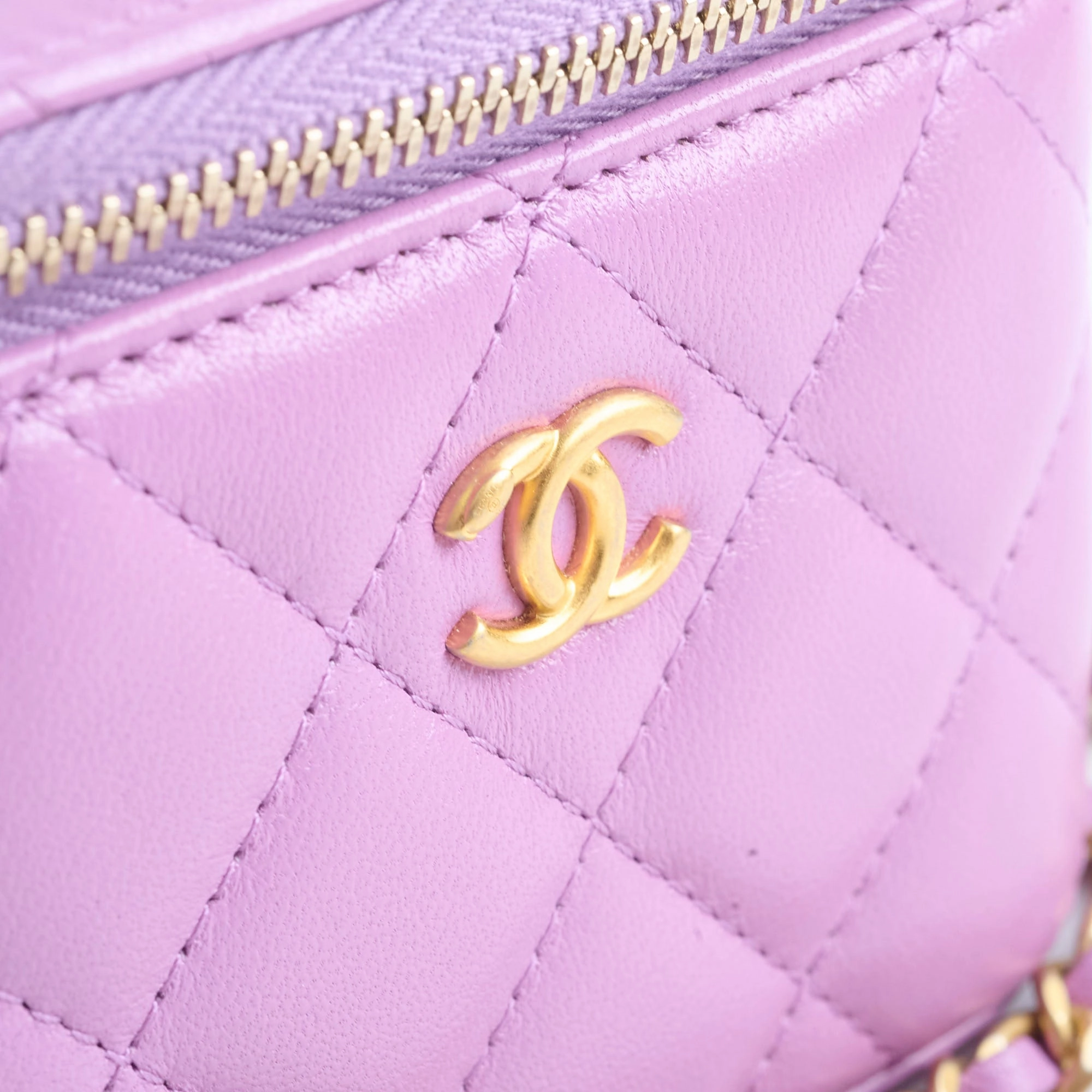 Chanel Mini Pearl Crush Vanity Purple Lambskin