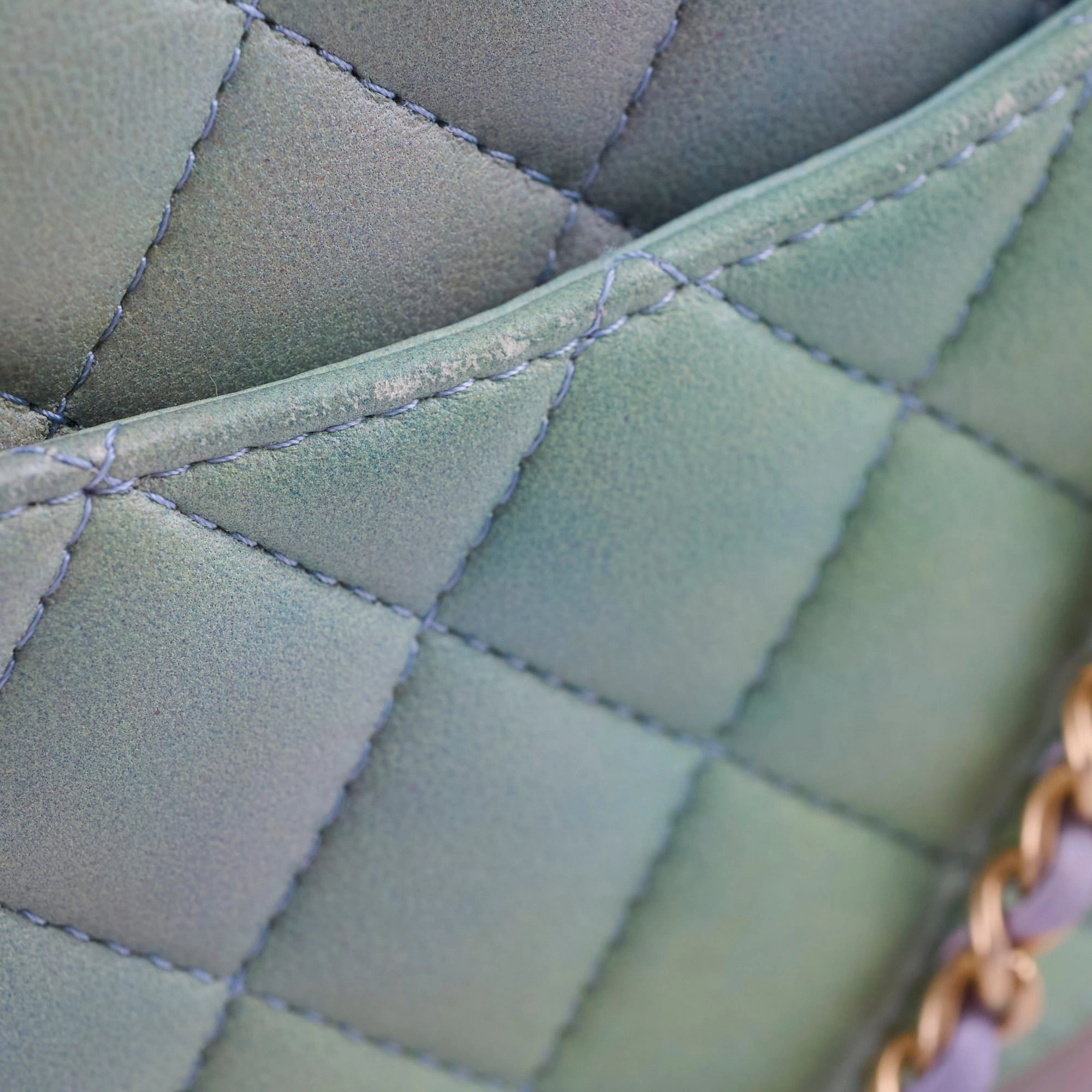 Chanel Mini Rectangular LambskinTop Handle Ombre Green - Microchip