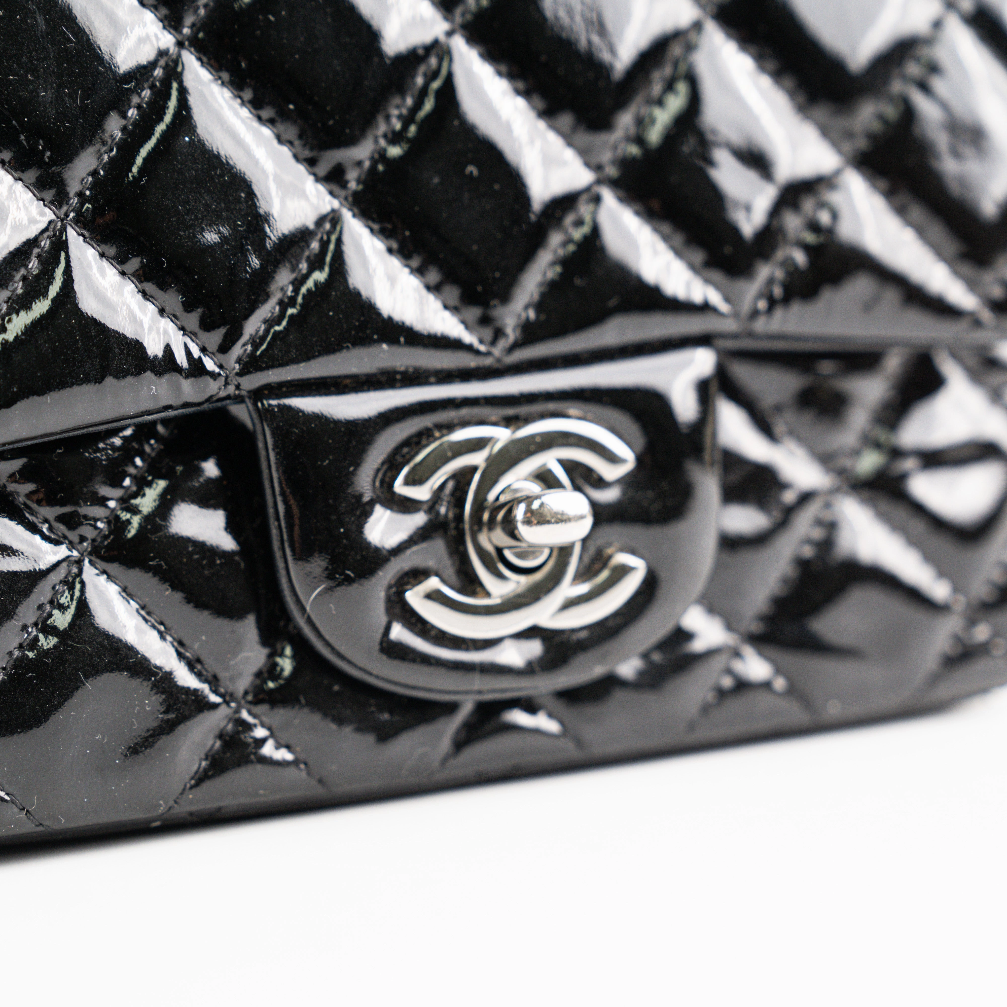 Chanel Mini Square Flap Patent Black Bag