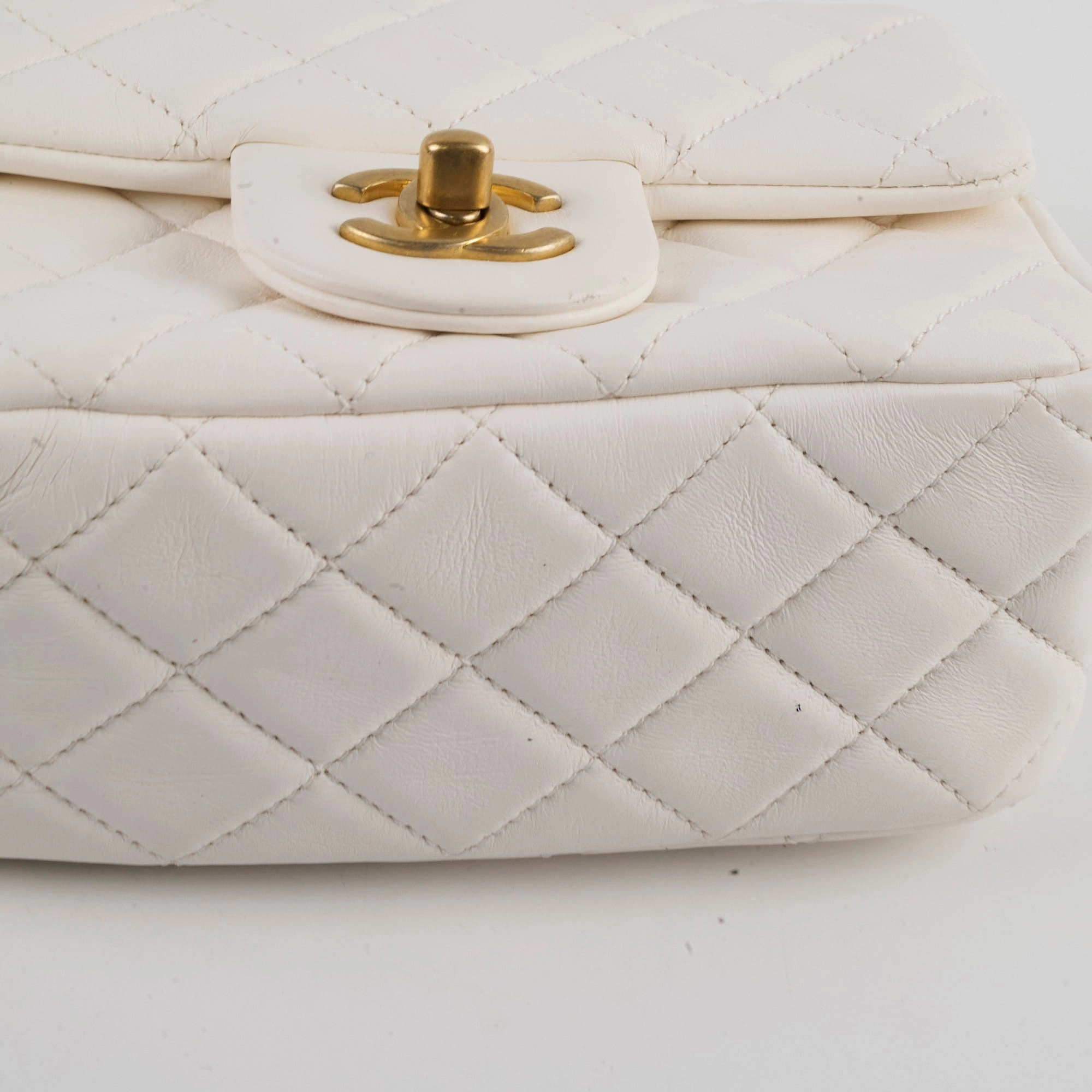 Chanel Mini Square Lambskin Pearl Crush White Series 30