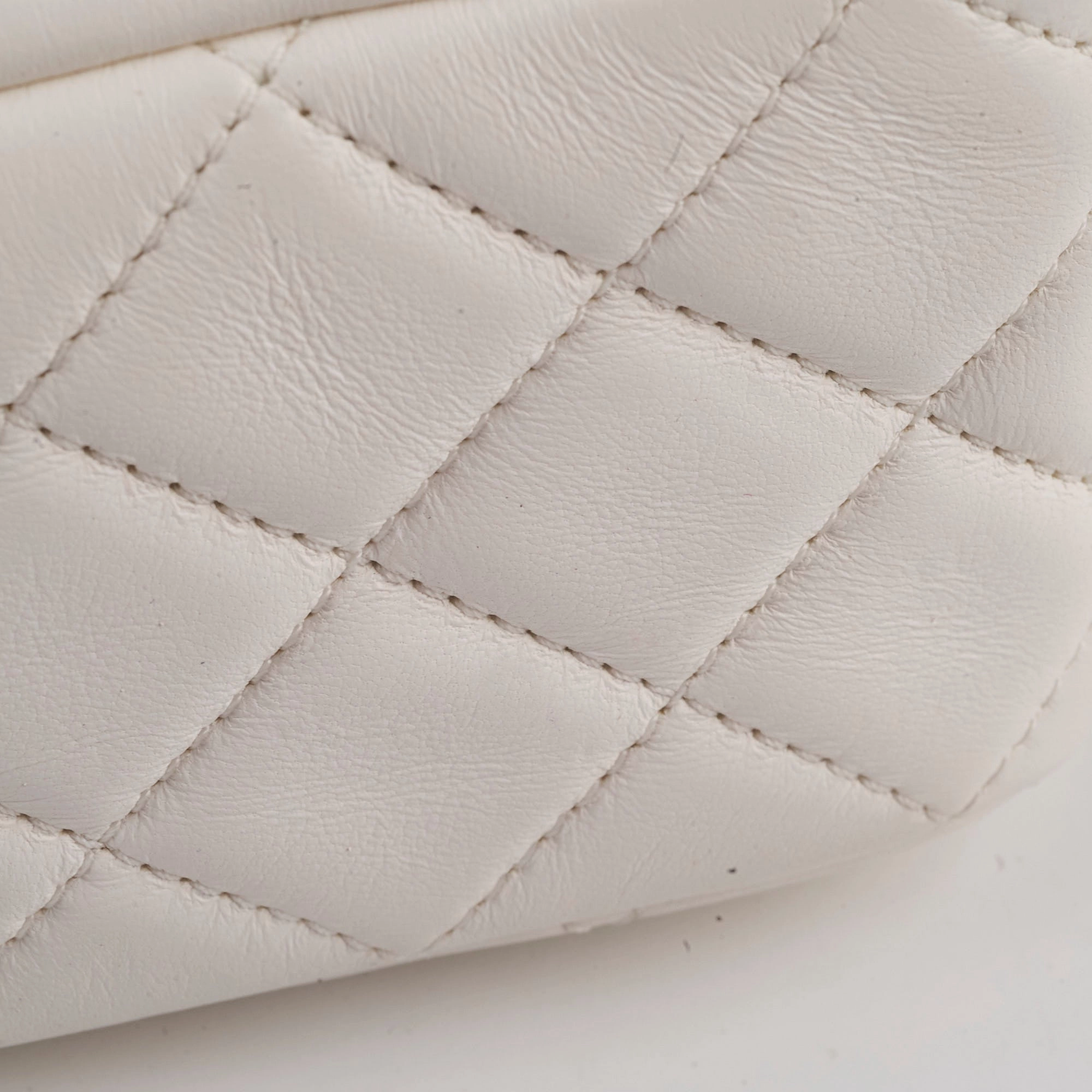 Chanel Mini Square Lambskin Pearl Crush White Series 30