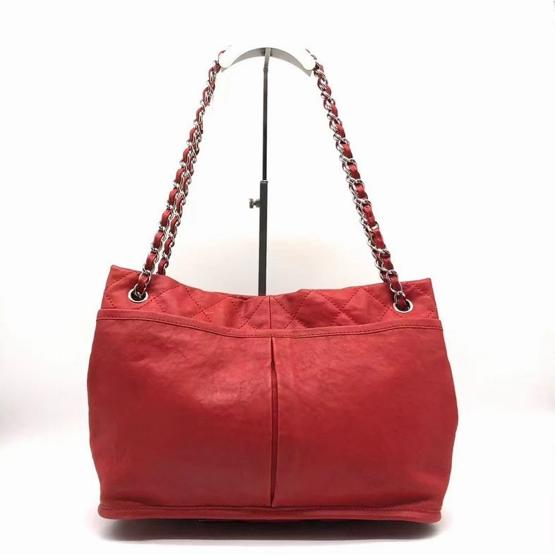 Chanel Red Leather Shoulder Bag