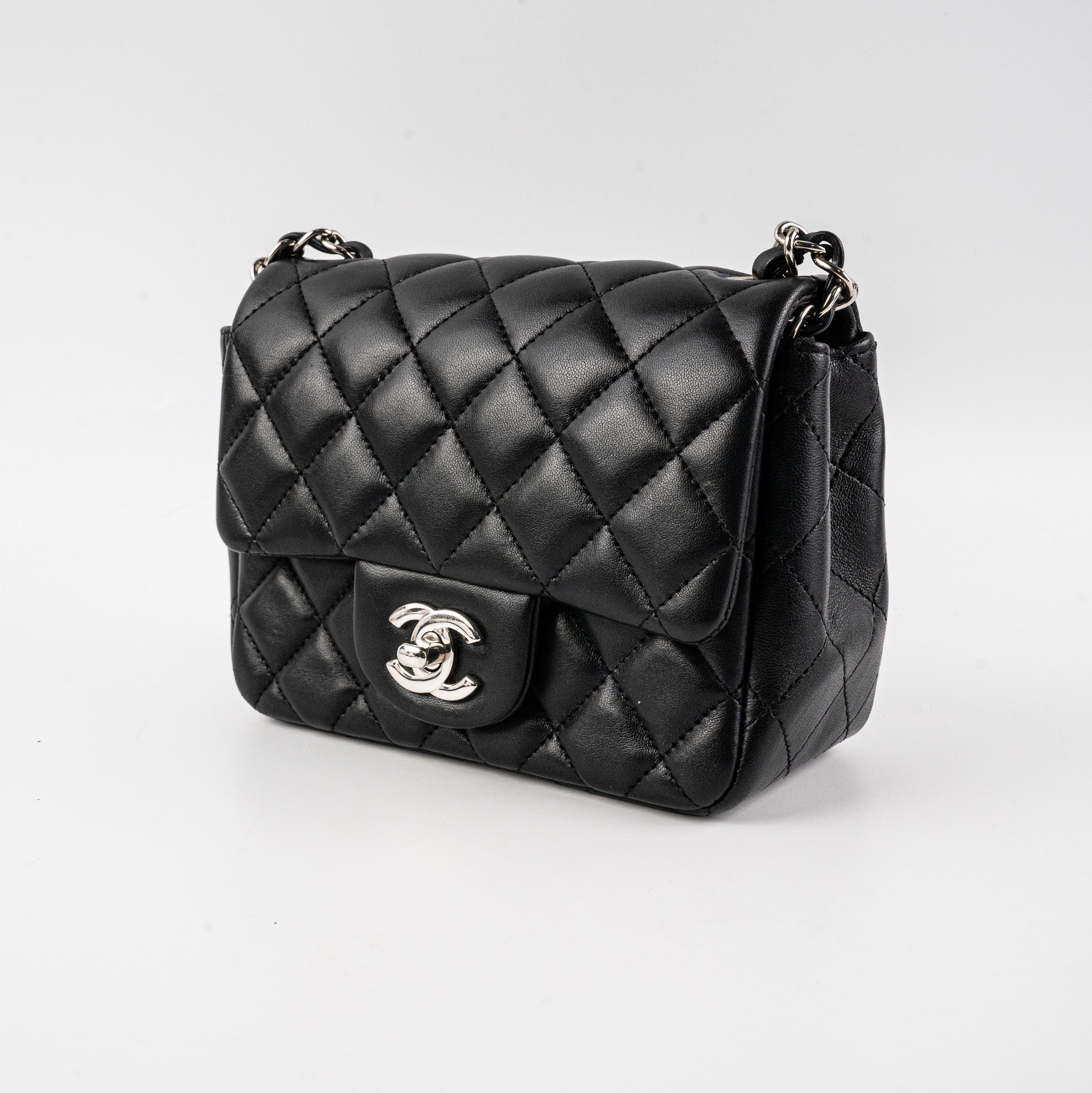 Chanel Square Mini Lambskin Black Bag