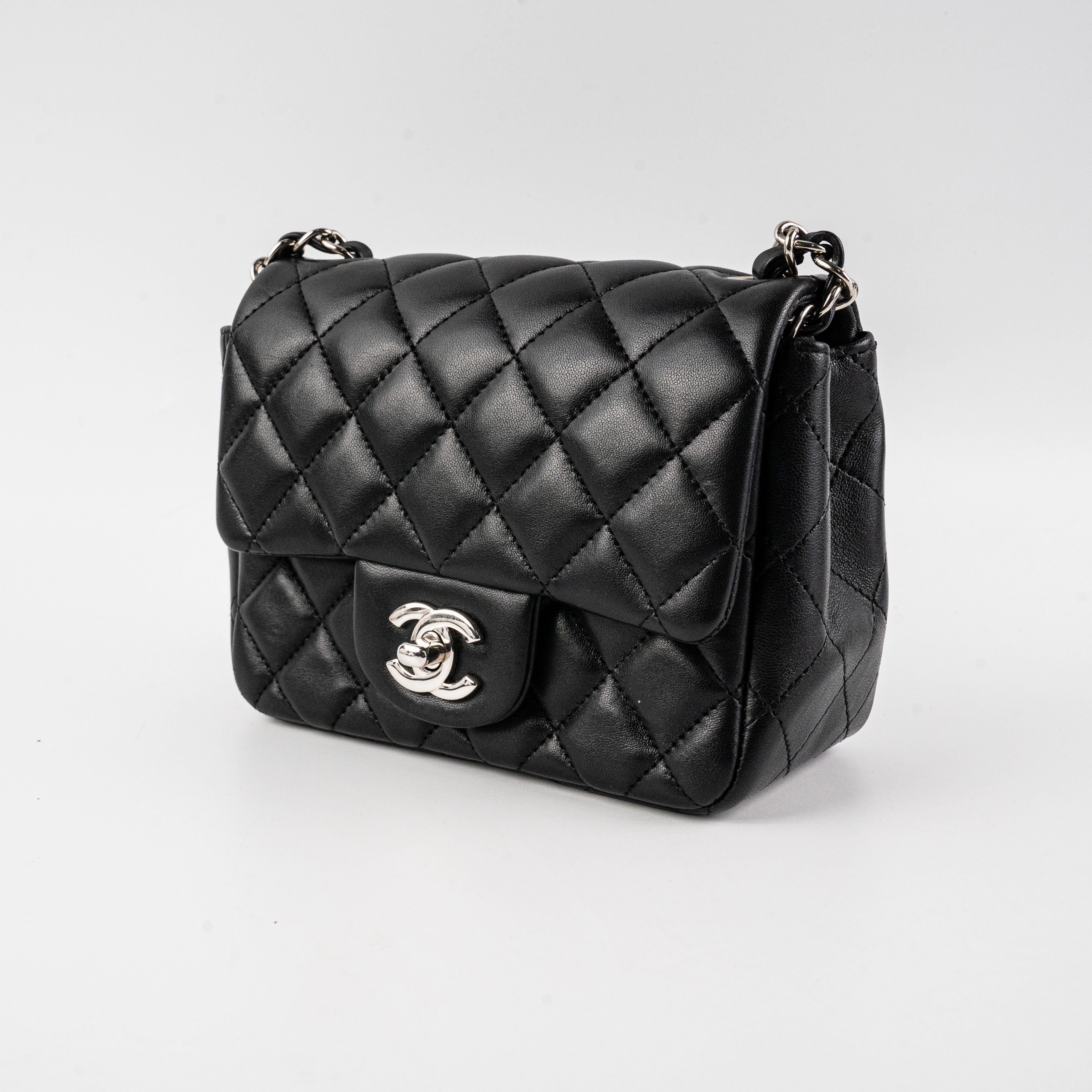 Chanel Square Mini Lambskin Black Bag