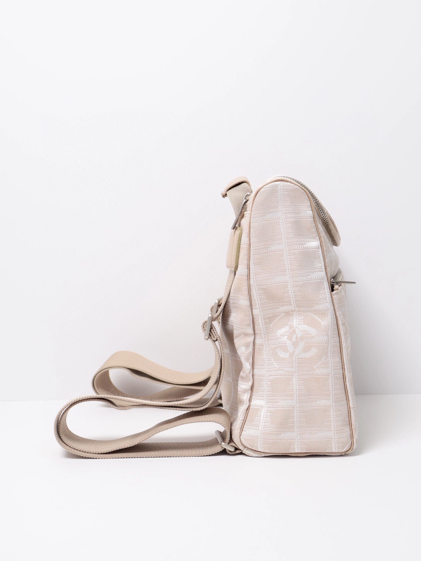 Chanel Travel Line Beige Backpack With Adjustable Strap - Excellent Condition