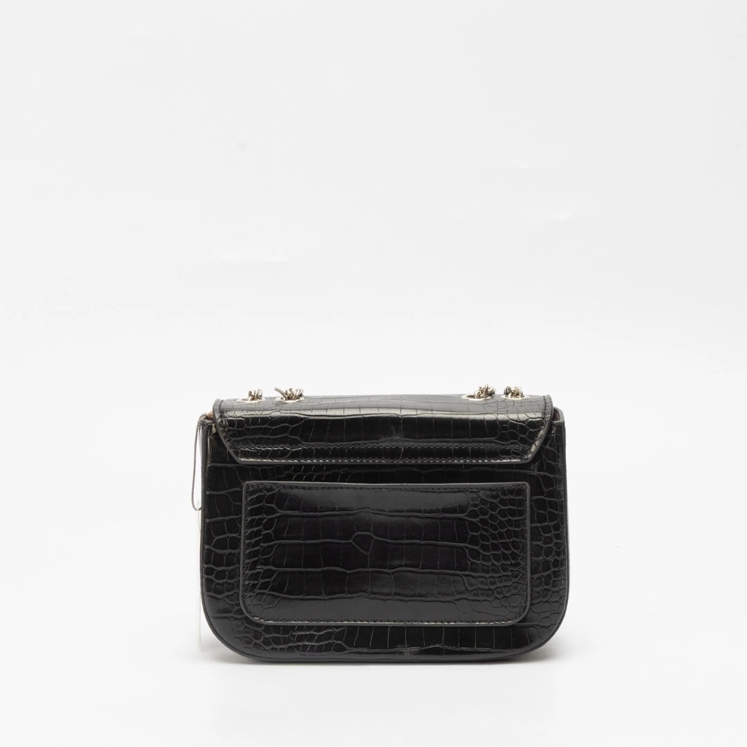 Charles & Keith Black Snake Skin Textured Shoulder Bag