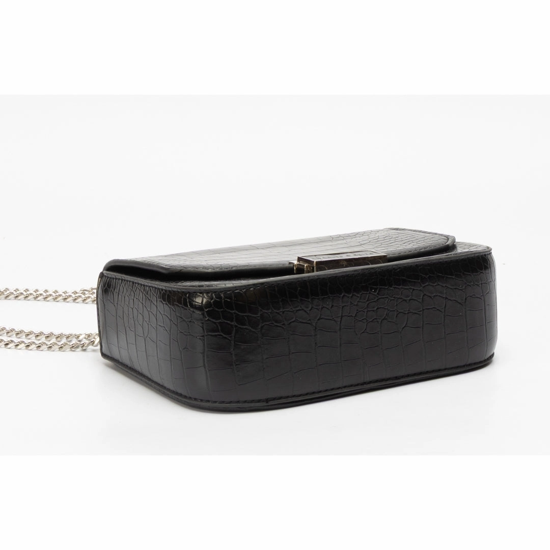 Charles & Keith Black Snake Skin Textured Shoulder Bag