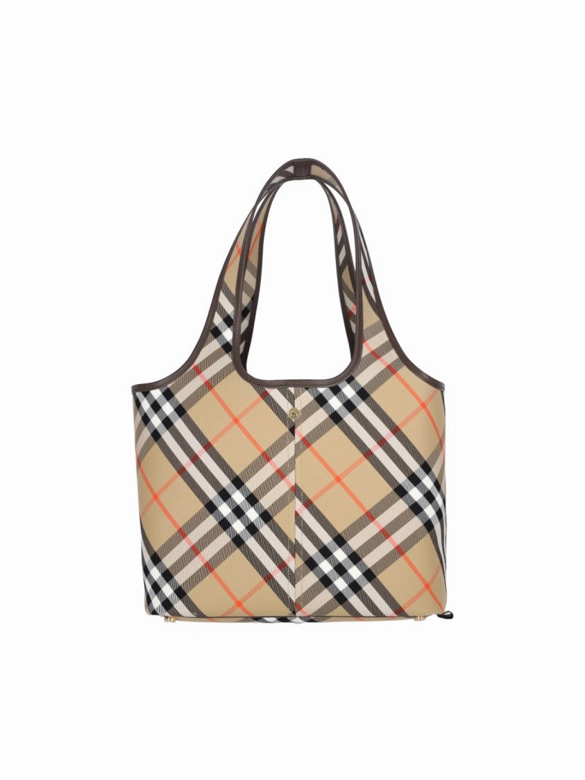 Check' Small Tote Bag  Beige