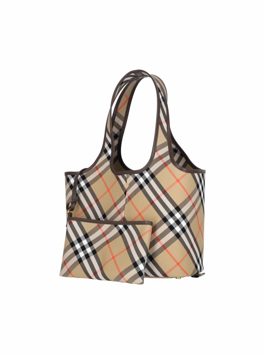 Check' Small Tote Bag  Beige